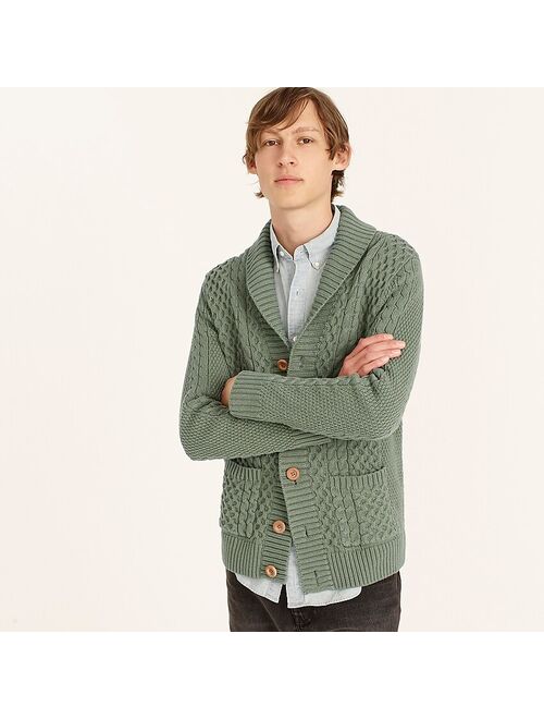 J.Crew Cotton cable-knit shawl-collar cardigan