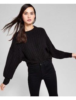 Wide-Rib Drop-Shoulder Sweater