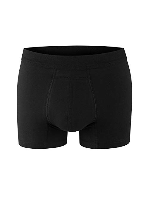 PROTECHDRY - Washable Urinary Incontinence Cotton Boxer Brief Underwear for Men with Front Absorbent Area, Black Large