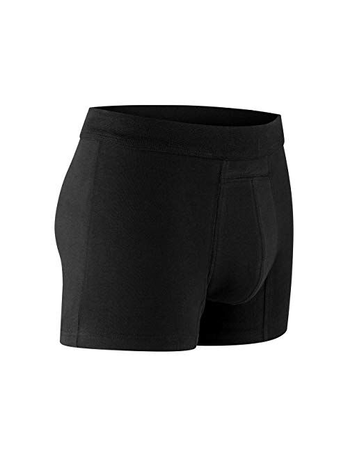 PROTECHDRY - Washable Urinary Incontinence Cotton Boxer Brief Underwear for Men with Front Absorbent Area, Black Large