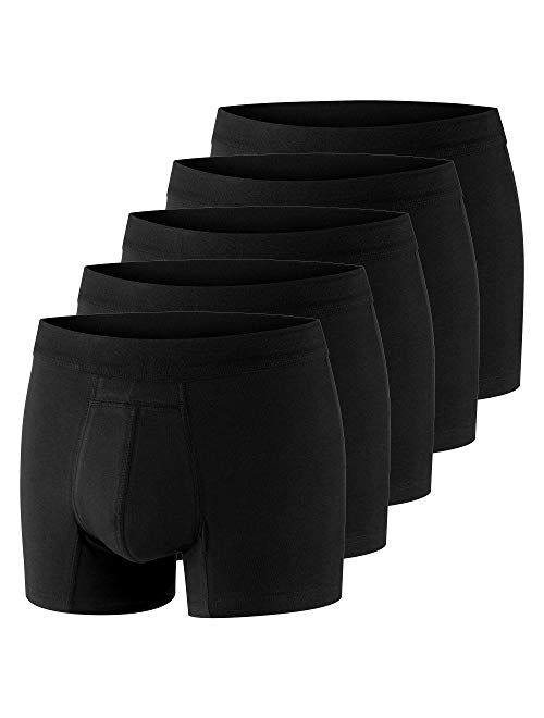 PROTECHDRY Washable Urinary Incontinence Cotton Boxer Brief Underwear for Men with Front Absorbent Area, Black Medium - 5 Pack (Buy 4 GET 1 Free)