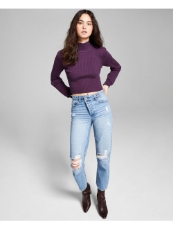 Mock-Neck Balloon-Sleeve Sweater