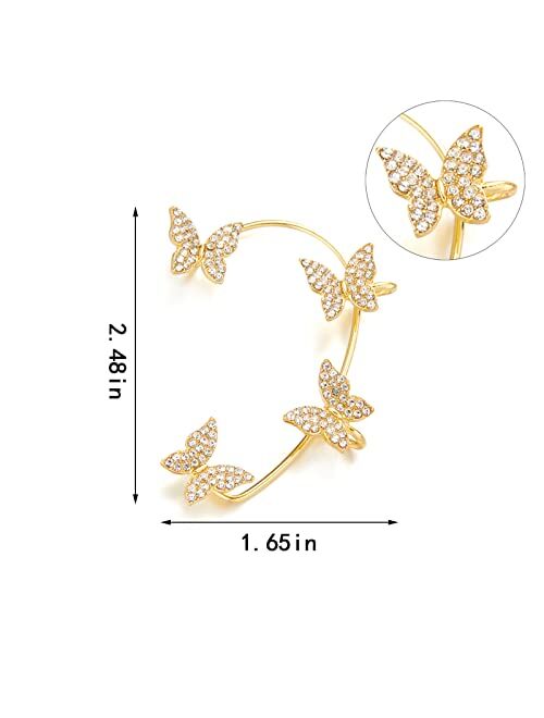 Beemean Zircon Butterfly Ear Cuff Earrings for Women Butterfly Wrap Crawler Earrings around Ear No Piercing Ear Clip Earring