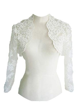 EllieHouse Women's Lace Wraps Wedding Bridal Bolero Jacket With Pearls WJ16