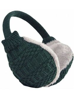 Unisex Knitting EarMuffs Faux Furry Earwarmer Winter Outdoor Green
