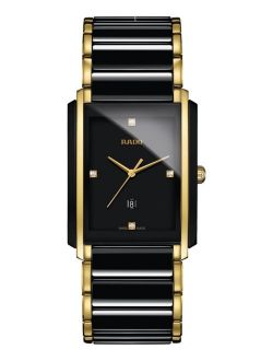 Men's Swiss Integral Diamond Accent Black Ceramic & Gold-Tone Stainless Steel Bracelet Watch 31x41mm R20204712