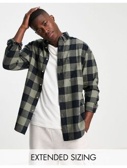 90s oversized check shirt in khaki buffalo