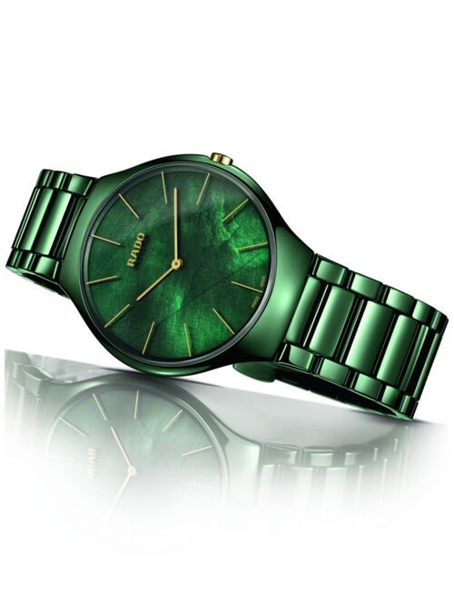 Rado Women's Swiss True Thinline Green High-Tech Ceramic Bracelet Watch 39mm