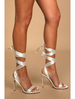 Sebastien Gold Satin Lace-Up High Heel Sandals