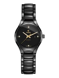 Unisex Swiss Automatic True Diamond Accent Black Ceramic Bracelet Watch 30mm R27242712