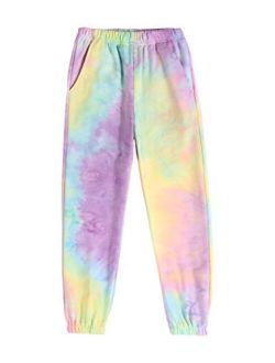 Kids Girls Tie Dye Joggers Comfort Loose Sweatpants High Waist Trouser