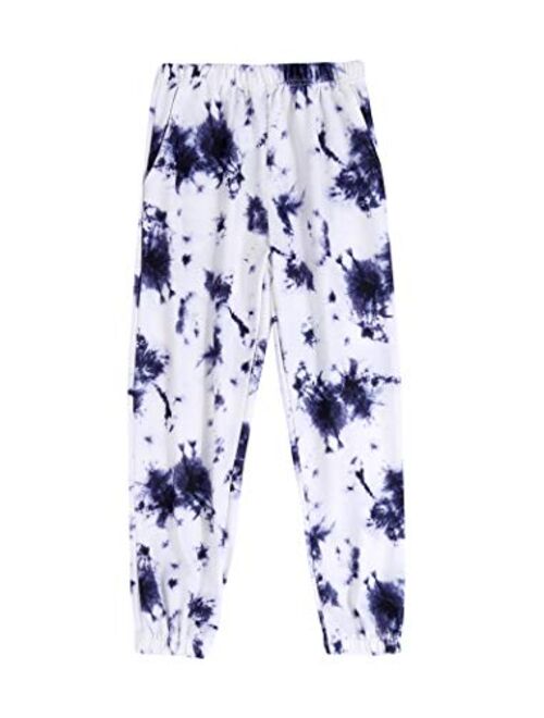 Arshiner Kids Girls Tie Dye Joggers Comfort Loose Sweatpants High Waist Trouser