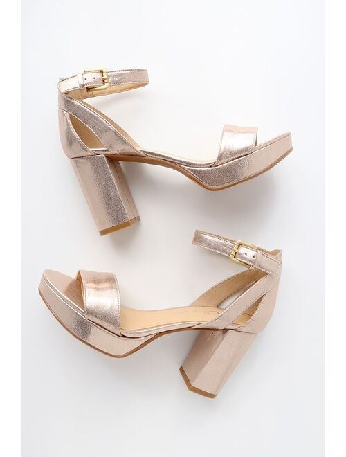 CL by Laundry Go On Light Gold Platform Ankle Strap Heels