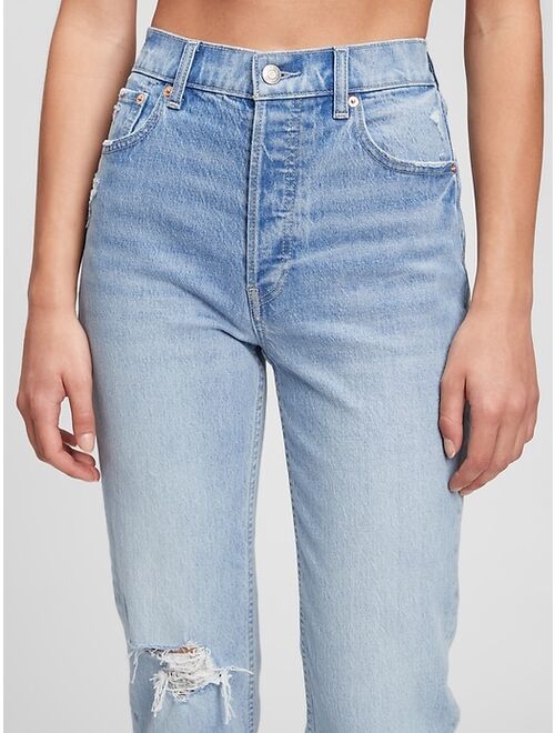 GAP High Rise Destructed Cheeky Straight Jeans with Washwell