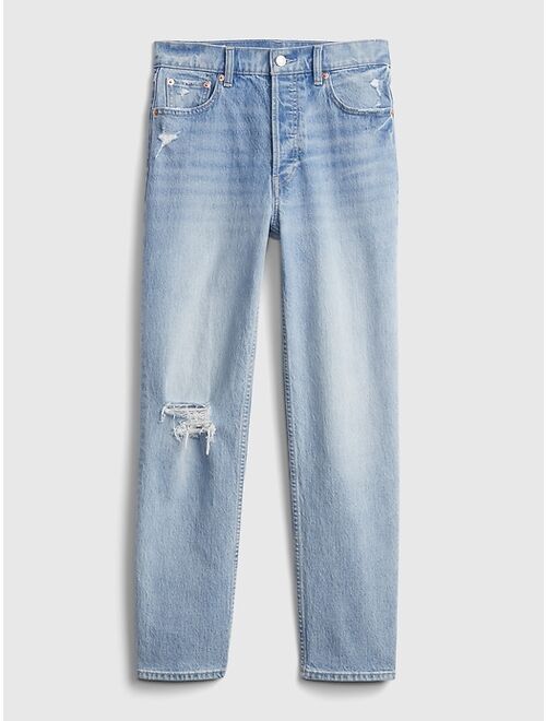 GAP High Rise Destructed Cheeky Straight Jeans with Washwell