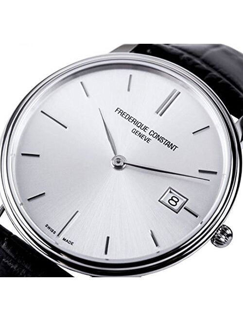 Frederique Constant Men's FC220NS4S6 Slim Line Slim Line Mens Black Leather Strap Watch Watch