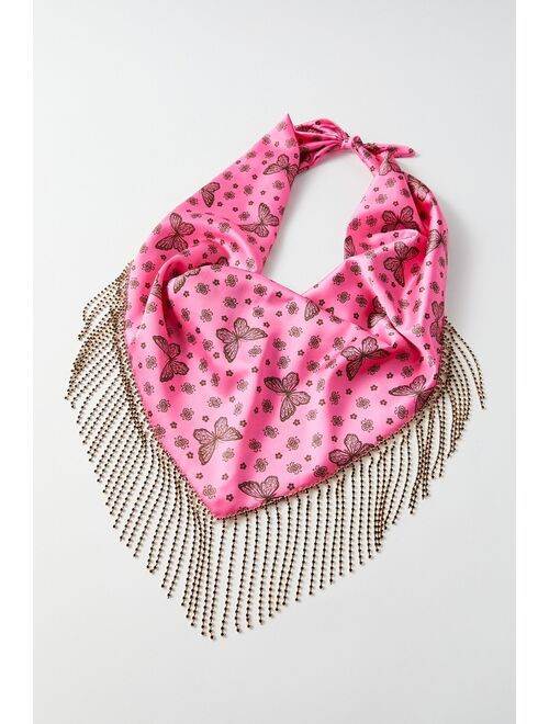 Urban outfitters Rhinestone Tassel Silky Scarf