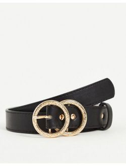 double ring belt in black