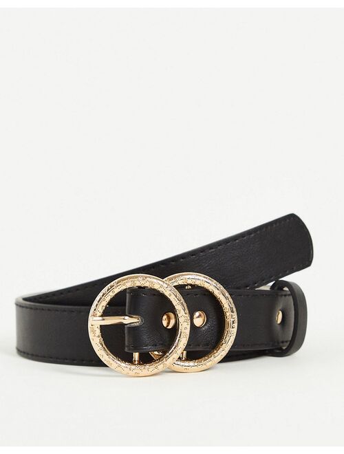 River Island double ring belt in black