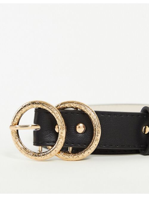 River Island double ring belt in black