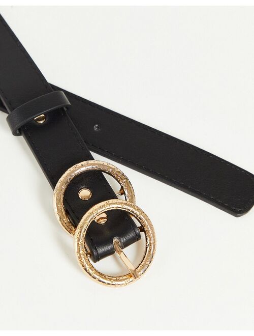 River Island double ring belt in black