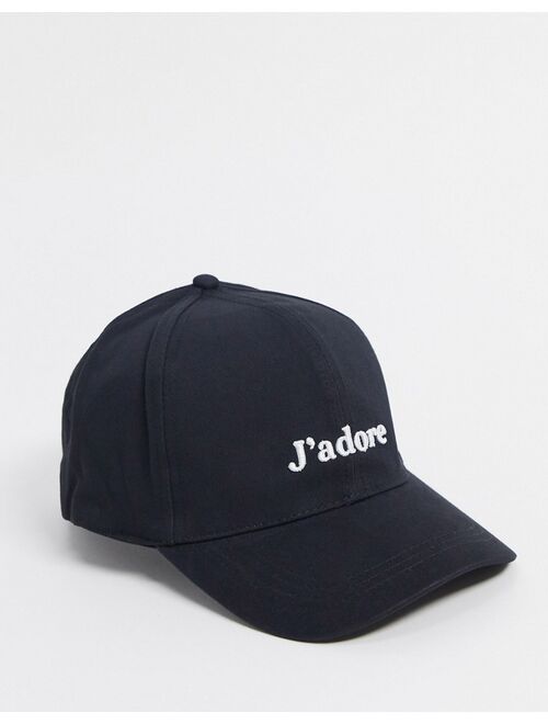 Asos Design baseball cap with J'adore logo in black