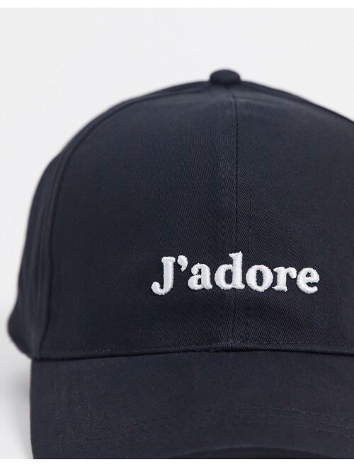 Asos Design baseball cap with J'adore logo in black