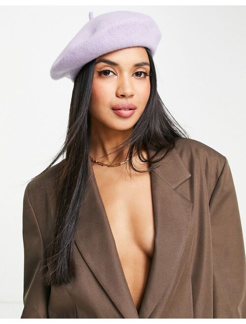 Asos Design wool beret in lilac