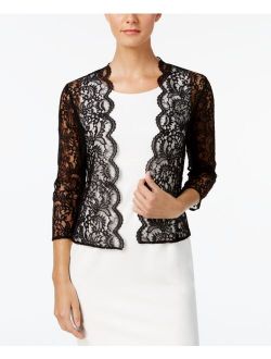 Three-Quarter-Sleeve Sheer Lace Shrug