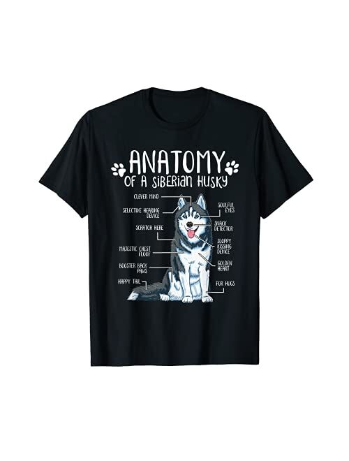 Siberian Husky Clothing & Gifts Funny Anatomy Siberian Husky Dog Lover T-Shirt