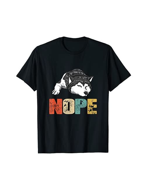 Siberian Husky Shirts Vintage Nope Funny Siberian Husky Dog Lover T-Shirt