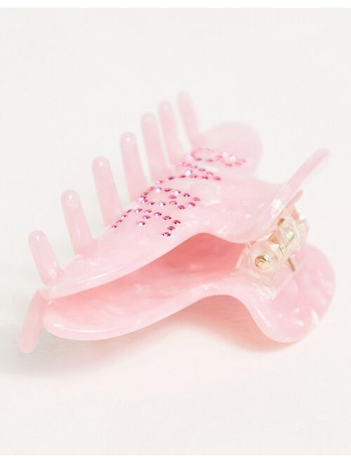 Asos Design hair claw with babe embellishment in pink