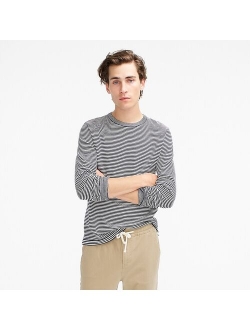 Cotton split-hem sweater in stripe