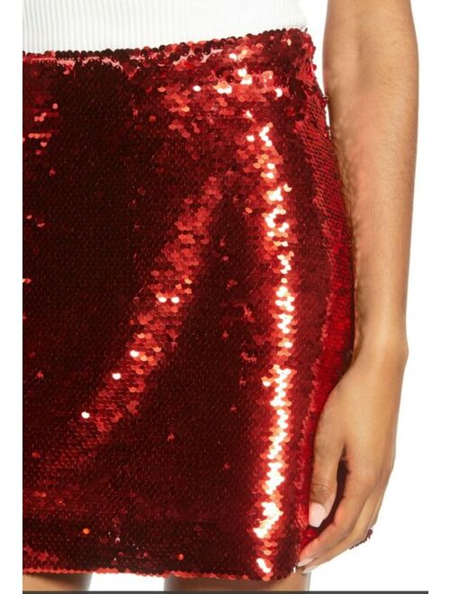 Leith Sequin Miniskirt RED LAVA / XXS  NEW NWT Holiday! Christmas New Years!