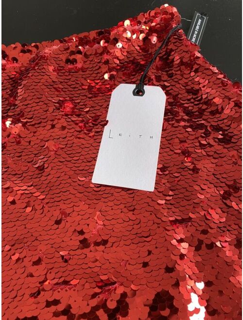 Leith Sequin Miniskirt RED LAVA / XXS  NEW NWT Holiday! Christmas New Years!