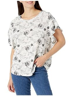 Women's Embroidered Ruffle Sleeve Top