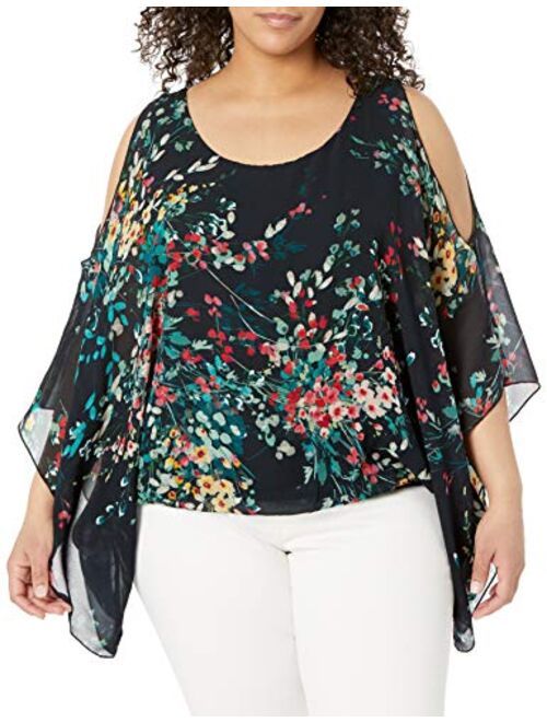 Karen Kane Women's Plus Size Cold Shoulder Scarf Top