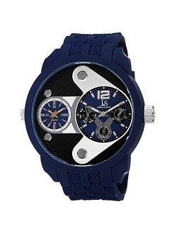 Men's Colored Dual Time Zone Watch - Swiss Quartz Watch with Unique Design On Silicone Strap - JS52