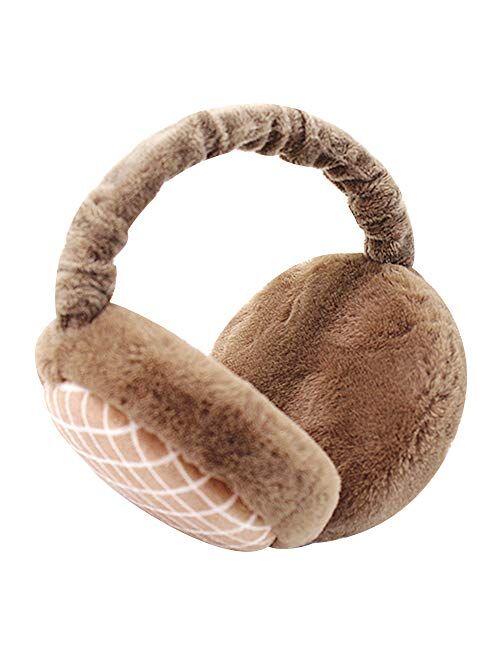 Meyaus Women Winter Warm Plush Earmuff Foldable Hamburger Ear Muffs Ear Warmers