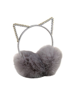 Chuangli Glitter Crystal Cat Ears Winter Earmuffs Warm Plush Ear Warmers for Women Girls