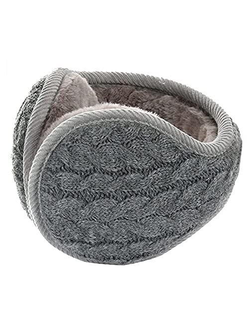 LerBen Winter Earmuff Woolen Yarn Cable Knit Wrap around Ear Muffs Ear Warmers