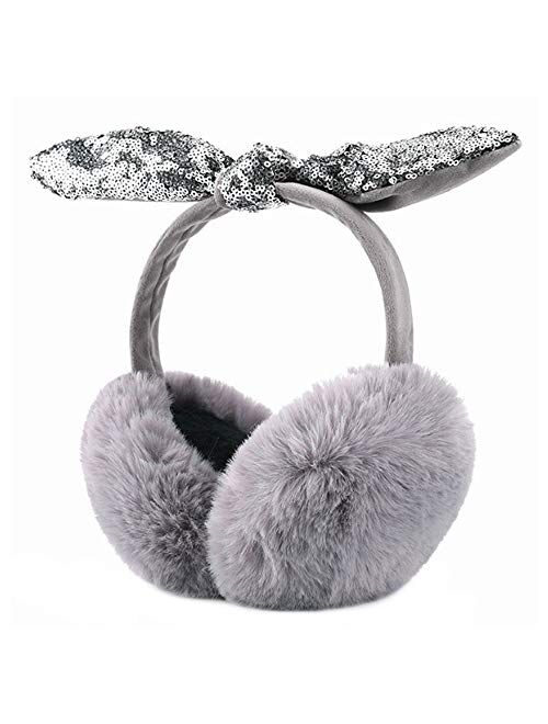 Felice Ann Unisex Winter Warm Faux Fur Plush Earmuffs Foldable Ear Muffs Ear Warmers