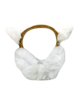 Hg Kangqi Cute Foldable Earmuffs with Cat Ears Ear Cover Fluffy Warm Winter