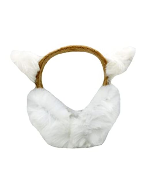 Hg Kangqi Cute Foldable Earmuffs with Cat Ears Ear Cover Fluffy Warm Winter