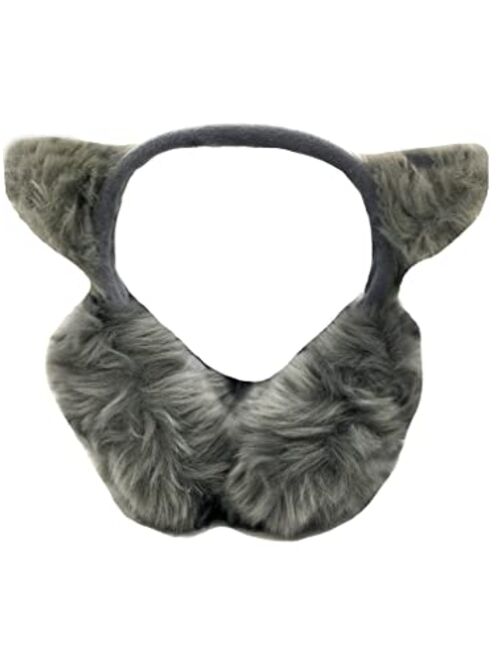 Hg Kangqi Cute Foldable Earmuffs with Cat Ears Ear Cover Fluffy Warm Winter