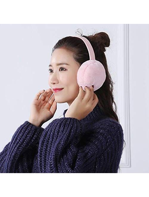 ZYXLN-Earmuffs,Winter Earmuffs for Women/Girl Convenient and Practical Soft Plush Fluffy Earmuffs Foldable Ear Warmers Winter Ear Muffs for Cold Weather (Color : Light Pi