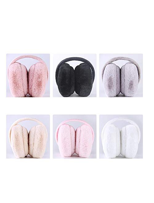 ZYXLN-Earmuffs,Winter Earmuffs for Women/Girl Convenient and Practical Soft Plush Fluffy Earmuffs Foldable Ear Warmers Winter Ear Muffs for Cold Weather (Color : Light Pi