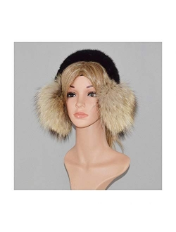 Tebapi Winter Big Fox Fur Earmuffs Women Fluffy Natural Fox Fur Earmuff Girls with Mink Fur Ear Muff Earlap