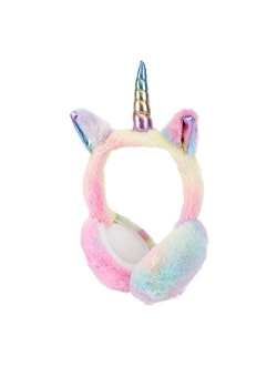 BESTOYARD Unicorn Earmuffs Girls Earmuffs Cartoon Unicorn Warm Ear Muff Warm Plush Ear Cover Winter Ear Warmers 1PC