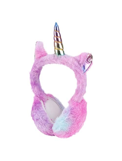 BESTOYARD Unicorn Earmuffs Girls Earmuffs Cartoon Unicorn Warm Ear Muff Warm Plush Ear Cover Winter Ear Warmers 1PC